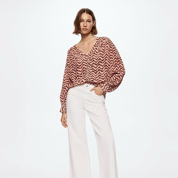 Mango Bicolour Print Blouse - Picture 3 of 15